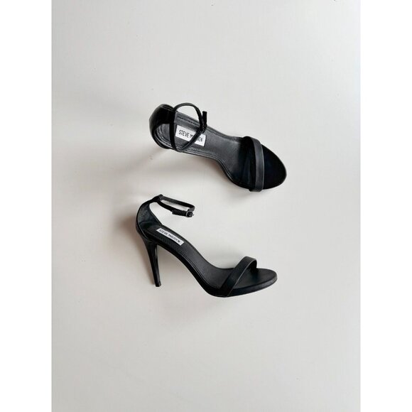 Steve Madden Shoes - STEVE MADDEN Stecy Black Skinny Ankle Strap Stiletto High Heels, Size 8.5